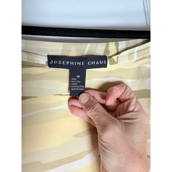 Josephine Chaus Yellow 100% Silk Skirt 💛 Size 16 💛 Tiger / Camo Print - Picture 2 of 5